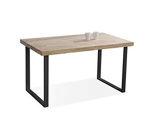 Adec Group duehome | Natural, Mesa Fija de Comedor, Mesa Salon o Cocina, Color Roble Salvaje y Negro, Medidas: 140 cm (Largo) x 80 cm (Ancho) x 76,5 cm (Alto)