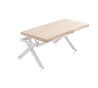 Adec Group duehome | Xena Fit, Mesa de Centro Elevable, Mesa Auxiliar, Mesa café, Acabado en Roble y Blanco, Medidas: 120 cm (Largo) x 66 cm (Ancho) x 47-62 cm (Alto)