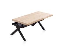 Adec Group duehome | Xena Fit, Mesa de Centro Elevable, Mesa Auxiliar, Mesa café, Acabado en Roble y Negro, Medidas: 120 cm (Largo) x 66 cm (Ancho) x 47-62 cm (Alto)