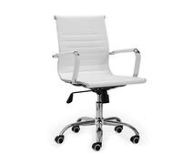 Adec Group Lucy, Silla de Oficina, Silla de Despacho o Escritorio, Acabado en Simil Piel Blanco, Medidas: 64 cm (Ancho) x 64 cm (Fondo) x 89-99 cm (Alto)
