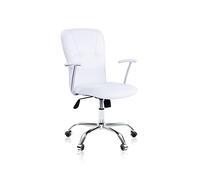Adec Group Maggie, Silla de Escritorio Giratoria, Silla de Oficina o Despacho, Acabado en Símil Piel Blanco, Medidas: 64 cm (Ancho) x 64 cm (Largo) x 94-106 cm (Alto)