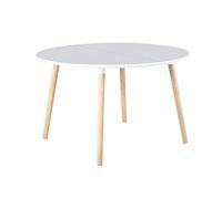 Adec Group Nordika, Mesa Extensible Redonda de Comedor, Mesa Circular de Salón o Cocina, Acabado en Blanco y Haya, Medidas: 100-140-180 cm (Largo) x 100 cm (Ancho) x 75 cm (Alto)