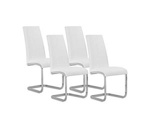 Adec Group Smile, Pack de 4 sillas de Comedor, Cocina o Salon, Acabado en símil Piel Color Blanco, Medidas: 45 cm (Ancho) x 51 cm (Fondo) x 103 cm (Alto)