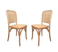 Adec Group Toscana, Pack 2 Sillas de Comedor, Silla Salón, Acabado en Madera Natural y Ratan, Medidas: 43,5 cm (Ancho) x 44,5 cm (Largo) x 87,5 cm (Alto)