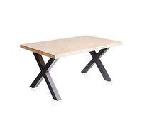 Adec Group Mesa de comedor X-Loft acabado roble salvaje patas metálicas negras 160×90×76 cm