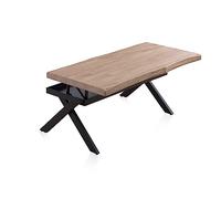 Adec Group Xena Fit, Mesa de Centro Elevable, Mesa Auxiliar, Mesa café, Acabado en Roble Honey y Negro, Medidas: 120 cm (Largo) x 66 cm (Ancho) x 47-62 cm (Alto)