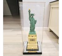 Adecuado para cajas expositoras Lego. Caja simple de montaje para encimera, adecuada para coleccionables, juguetes, caja de polvo acrílica transparente (estilo espejo, adecuada para Lego Liberty 21042