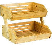 AdelDream: Cesta de bambú para frutas de 2 niveles, cesta de servicio para frutas y verduras, y expositor para snacks, perfecta para frutas, verduras, aperitivos, artículos para el hogar y más