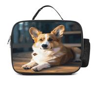 ADFGYERH Smart Corgi - Lonchera con soporte para botella de agua, lonchera aislada reutilizable, bolsa de almuerzo para mujeres y hombres, para el trabajo, picnic, viajes, preparación de comidas.