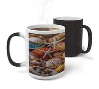 ADFGYERH Taza de café Sea Shell Treasures, hecha de cerámica, cómoda de sostener, taza de café sensible al calor que cambia de color, taza de viaje de café, adecuada para café, té, cacao caliente