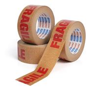 ADHES 3 Rodillos Cinta De Embalaje FráGil Papel Kraft 50 MM X 50 M Sella Fá | Cilmente Tus Paquetes Y Cajas Respetuosa Con El Medio Ambiente, ImpresióN De Cinta FráGil Kraft