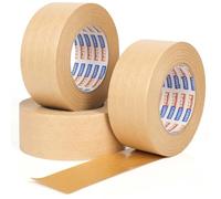 ADHES 3 Rollos Cinta de Papel Kraft Engomada, 50 mm x 50 m, Cinta con