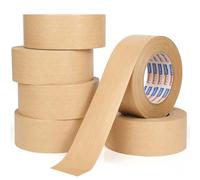 ADHES 6 Rollos Cinta de Papel Kraft Engomada, 50 mm x 50 m, Cinta con