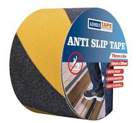 ADHES Antideslizante Cinta de Advertencia de Peligro, Rollos de Cinta Antideslizante de Seguridad para escaleras, Negro/Amarillo,75mm x 6m