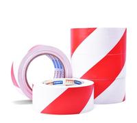 ADHES Cinta Adhesiva de Señalización de Marcado de Advertencia de Peligro, Cinta de Señalización de Suelo de PVC, Roja y Blanca, 50 mm x 32 m, 5 Rollos