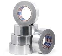 ADHES Cinta de aluminio cinta de alta temperatura cinta reparación | de aluminio para conductos, Resiste de 80°C a 100°C, aire acondicionado, calentadores y estufas 50mm x 64m, 5 rollos
