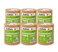 ADHES Cinta de Embalaje Kraft, 50mm x 55m x 18rollos, sin disolventes y | reciclables Cinta de Papel Ecológico para sellado, envío, mudanza