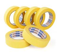 ADHES Cinta de pintor Cinta de carrocero Cintas de Enmascarar para Pintura artes, Amarillo, 18mm x 50m, (0.7Inch x 55yard), 6Rolls
