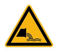 Adhesivo de Advertencia de Peligro Advertencia NF ISO 7010 - Adhesivo de Señalización Triangular Laminado Resistente al Agua y a los Rayos UV - Peligro Evacuación de Aguas Residuales - 25x25 cm