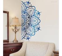 Adhesivo de pared de mandala de loto, calcomanía de PVC extraíble para decoración del hogar, diseño moderno y simple para sala de estar, dormitorio, decoración de ramadán, arte de vinilo reutilizable