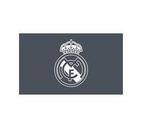 Adhesivo de pared de vinilo con licencia del Real Madrid, pequeño (65 cm de ancho x 40 cm de alto) - escudo blanco sobre gris frío