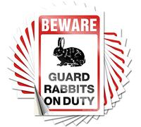 Adhesivo divertido para puerta de adolescente, diseño de conejos guardianes de guardia, retro, duradero, fácil de aplicar para jugadores (8 x 12 cm)