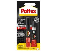 Adhesivo instantáneo Pattex Plastix para el pegado invisible de plásticos con adhesión extra fuerte, 4 ml de activador y 2 g de adhesivo instantáneo