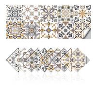 Adhesivos para Azulejos de Mosaico Decoración Autoadhesiva de PVC Impermeable Adhesivos para Azulejos Simples de Estilo Marroquí Adhesivos para Pared DIY (20,15x15cm)