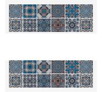 Adhesivos vintage para azulejos de baño. Pegatinas de pared de azulejos retro, multicolor, varios tamaños, paquete de 24(Color 17,15x15cmx24PCS)