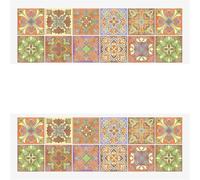 Adhesivos vintage para azulejos de baño. Pegatinas de pared de azulejos retro, multicolor, varios tamaños, paquete de 24(Color 10,20x20cmx24PCS)