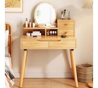 Adjuble - Escritorio de maquillaje con espejo brillante con 3 luces, mesa Vani de madera que ahorra espacio con Sto para dormitorio y vestidor, perfecto para entusiastas de Beau