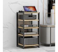 Adjuble Height - Estante de madera de 5 niveles, gabinete Sto de nogal para tocadiscos y sistemas HiFi, Slish Ma nd para vinilos y Ste Equint