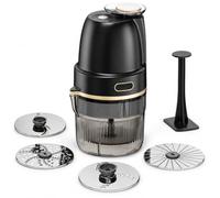 ADLER EUROPE - Rallador eléctrico compacto 4 en 1, 900 ml, 4 insertos, 200 | Rallador de verduras y frutas, para patatas, calabacines, frutas y frutos secos, pesto, puré, tortitas de patata