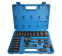 Adler Juego de trinquete y llaves de impacto 1/2" 23 piezas, herramienta profesional para montaje y mantenimiento mecánico, recubrimiento protector, estuche compacto, materiales resistentes, color met