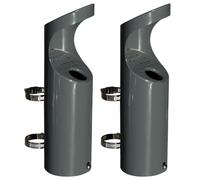 ADO - Cenicero en oxirón gris para fijar a tubo redondo en papelera mediante bridas o cenicero exterior para atornillar a la pared (2 Ceniceros)