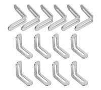 ADOCARN 20 Piezas Soporte de Esquina Ranurado Ajustable Soportes en L para Madera de Acero Inoxidable 48mm X 48mm Plata para Muebles, Mesas y Proyectos DIY