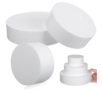ADOCARN 3 Moldes Redondos de Espuma para Pasteles Blancos, para Decoración y Práctica de Tartas, Aptos para Bodas y Repostería Creativa