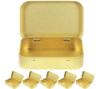 ADOCARN Cajas de Almacenamiento de Hojalata con Tapa Abatible, Set de 6 Unidades Pequeñas Rectangulares Color Dorado, Caja Metálica Decorativa para Organizar Regalos y Objetos Pequeños