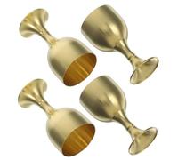 ADOCARN Juego de 4 Copas de Cáliz Vintage Doradas de Cobre Diseño Retro Elegante, Copa Decorativa de Pie Alto para Degustación de Vino y Fiestas Temáticas