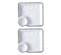 ADOCARN Platos de Cerámica Blancos Juego de 2 Detalles Delicados Diseño Elegante y Moderno Resistentes para Uso en Alimentos para Sushi y Dumplings