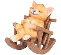 Adorable estatua de resina de perro en silla de salón adorno de oficina en | Adorable forma de gato, diseño de mecedora, material de resina, 16 cm de altura, estilo minimalista moderno