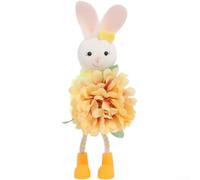 Adorno colgante de conejo de Pascua con alas de ángel florales, colgador de puerta de resorte 3D para decoración de fiesta del hogar, orejas de alambre ajustables, colgante de conejo en morado pastel