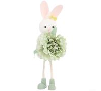 Adorno colgante de conejo de Pascua con alas de ángel florales, colgador de puerta de resorte 3D para decoración de fiesta del hogar, orejas de alambre ajustables, colgante de conejo en morado pastel