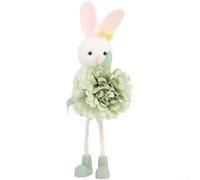 Adorno colgante de conejo de Pascua, decoración floral de conejo con orejas flexibles, colgador de puerta de primavera para decoración del hogar de Pascua pastel, bonito colgante de conejo y fiesta de