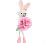 Adorno colgante de conejo de Pascua, decoración floral de conejo con orejas flexibles, colgador de puerta de primavera para decoración del hogar de Pascua pastel, bonito colgante de conejo y fiesta de