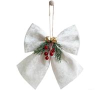 Adorno de lazo de Navidad de estilo coreano, cinta de terciopelo rojo, campana 3D para acento, decoración festiva colgante para árbol, corona, mantel, rojo, verde, blanco, múltiple (tamaño mediano)