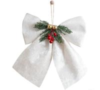 Adorno de lazo de Navidad de estilo coreano, cinta de terciopelo rojo, campana 3D para acento, decoración festiva colgante para árbol, corona, mantel, rojo, verde, blanco, múltiple (tamaño grande)