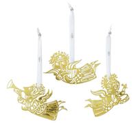 Adorno de Navidad MUSIC ANGEL SILHOUETTE S 6 cm, juego de 3, oro, acero inoxidable, Bjørn Wiinblad