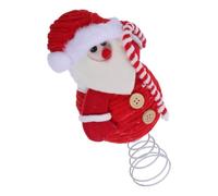 Adorno de Papá Noel para Copa del Árbol de Navidad Pequeño | 24 X 13x5cm, Base de Muelle Estable, Fibra Sintética y Alambre, Rojo
