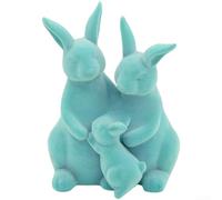 Adorno de resina de conejo de Pascua de estilo rústico con detalles flocados para decoración de mesas y estantes interiores (azul)
